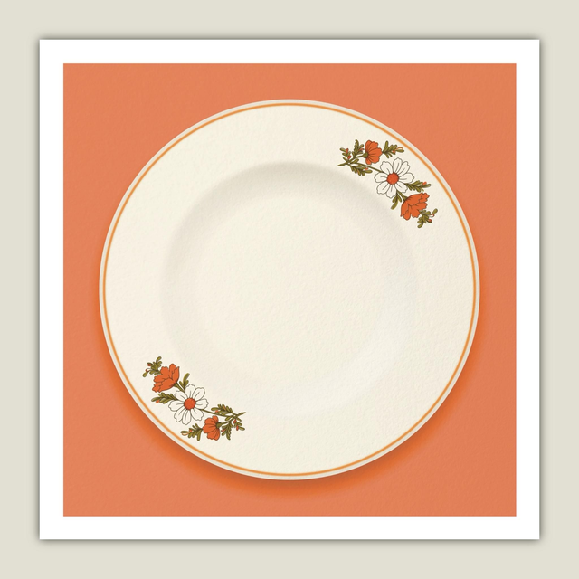 Plato Lozapenco flores naranjas