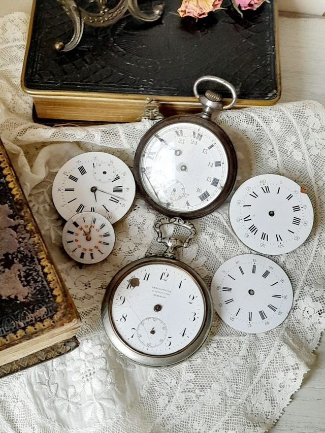 Lot montres de poche anciennes à gousset et cadrans émaillés