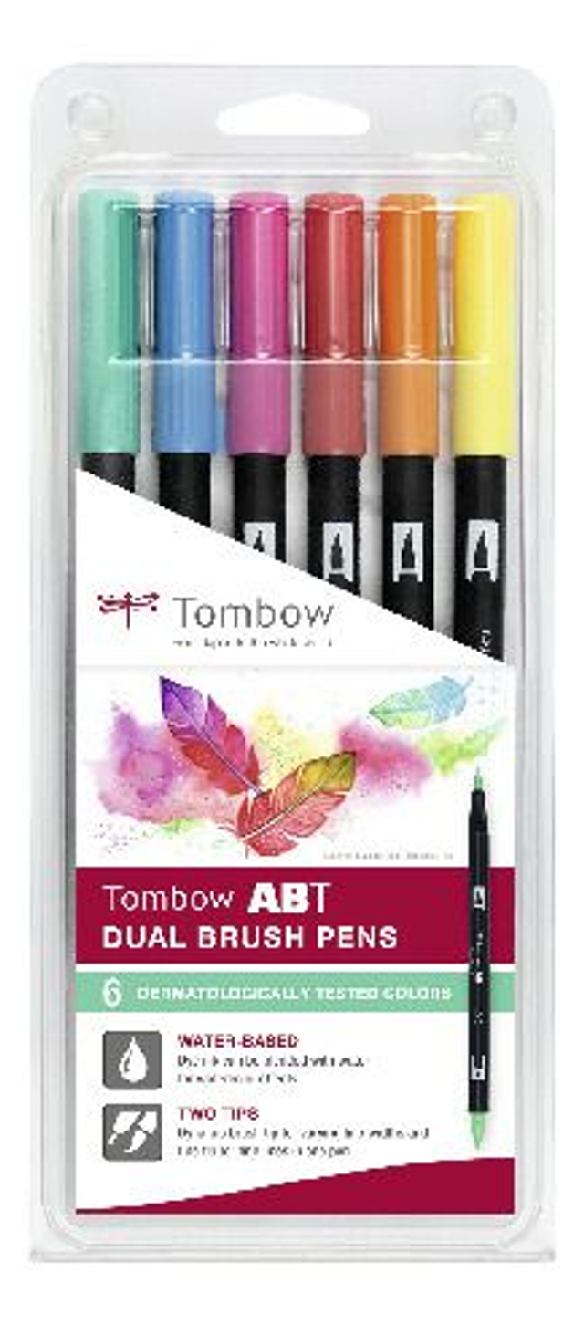 Set de 6 feutres Tombow ABT Dual Brush Pen Set de 6 couleurs testées dermatologiquement