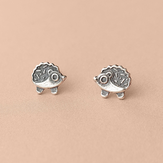 Hedgehog Sterling Silver Studs - 925 Hedgehog Earrings  - Sterling Silver Hedgehog earrings - Handmade earrings