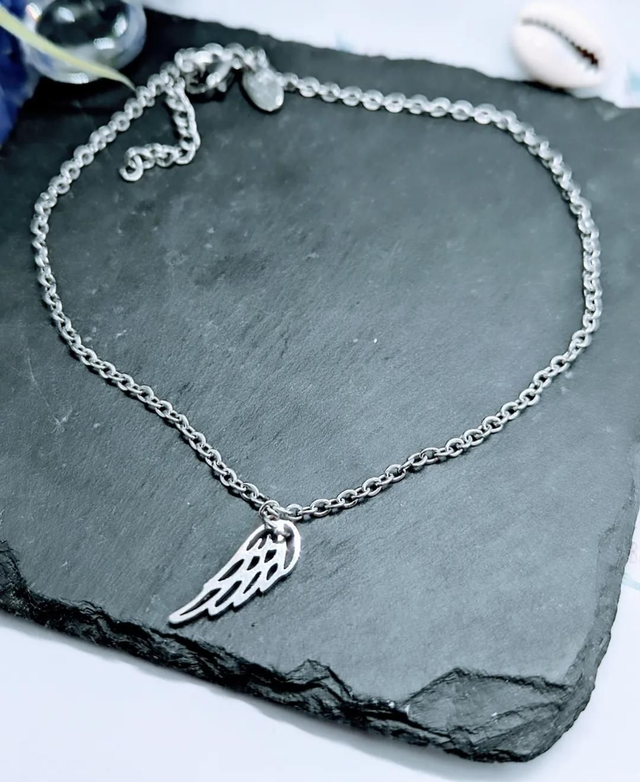Stainless Steel Anklet with Wing Charm