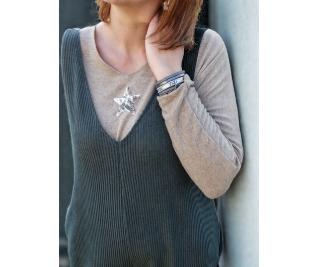 salopette velour kaki