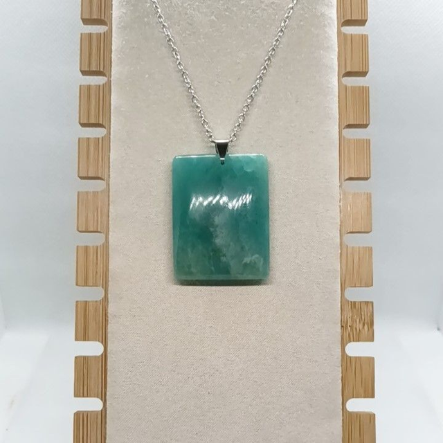 Amazonite / Pendentif Rectangle / Pierre Naturelle Plate
