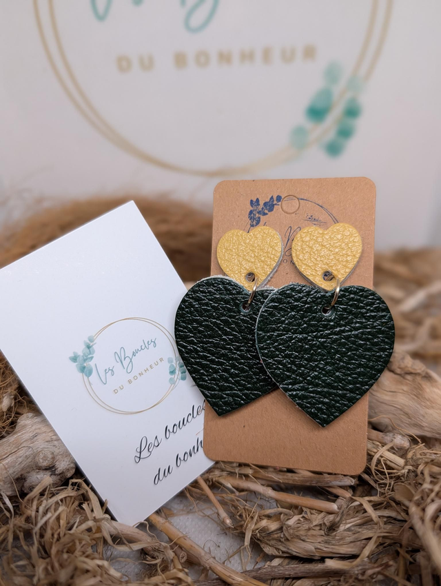 Boucles d'oreilles Louise vert jaune lo085