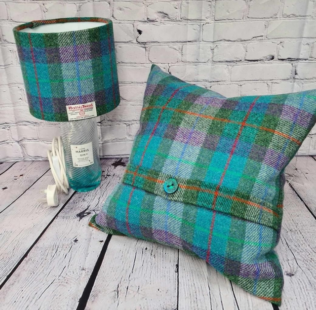 Jade Check Harris Gin Bottle base lamp