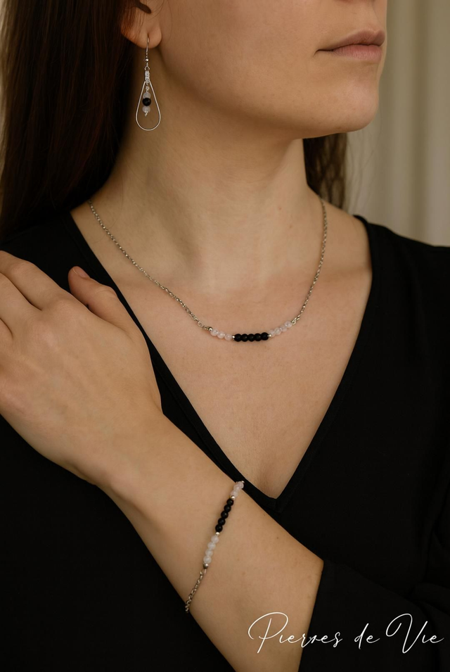 Parure 2 Équilibre du Cœur &amp; Ancrage Noir