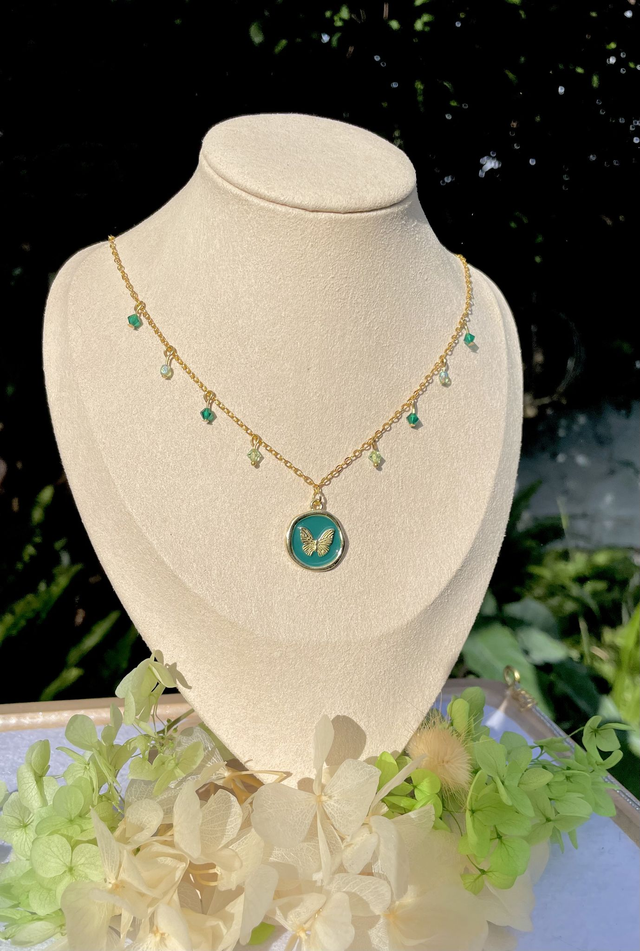 Collier Papillon d'Emeraude