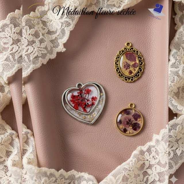 Médaillon fleure séchée