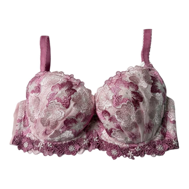 Pink Floral Embroidered Japanese Bra UK 34D