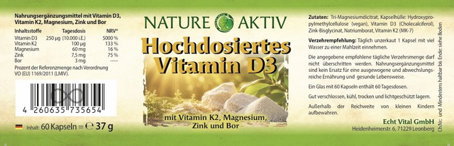 Nature Aktiv Vitamin D3 hochdosiert 10.000 i.E. und 4 Co-Faktoren