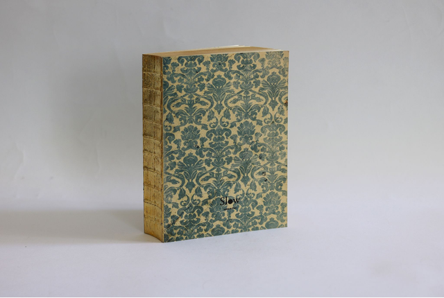 Canvas Book XL # 20 Blue Damask – gold leaf
