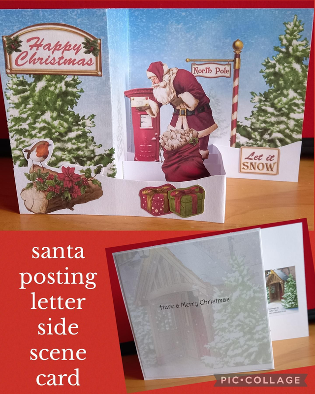 Santa posting letter side scene card 