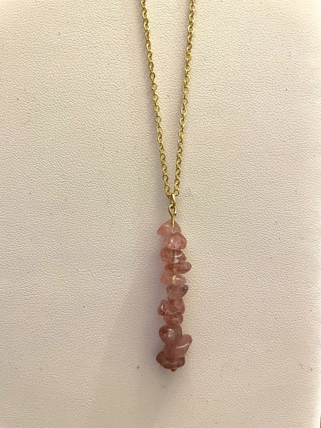 Collier Quartz fraise chips