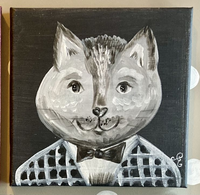 Toile chat noir et blanc