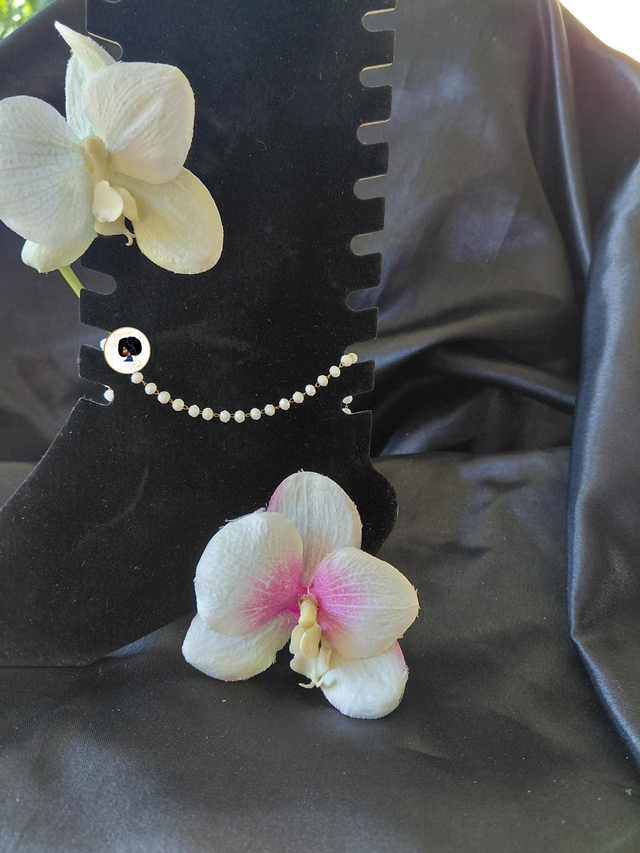 Chaîne maille perle blanc