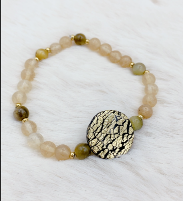 Bracelet "Eclats Naturelle", Citrine et Œil de faucon