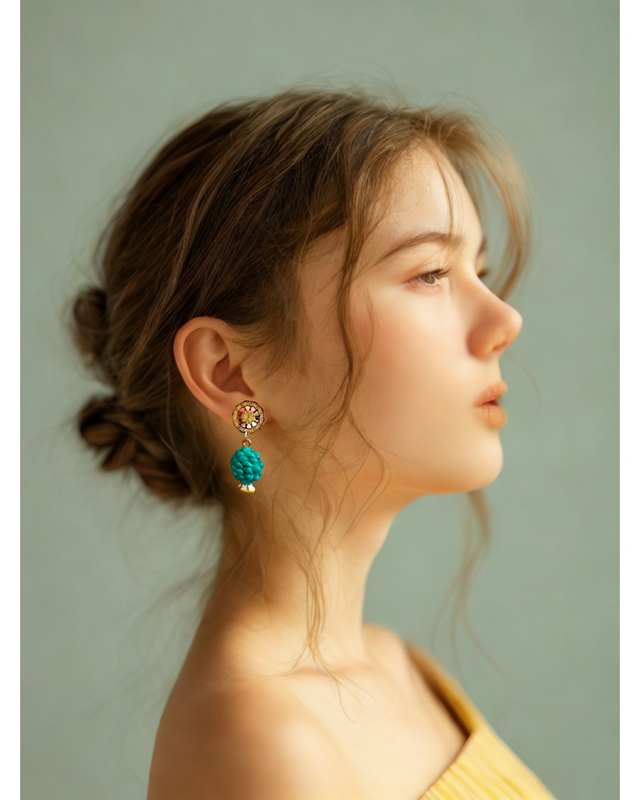 Orecchini Pigna Siciliana – Bijoux Artigianali Pendenti Donna con Base Dorata Senza Nichel