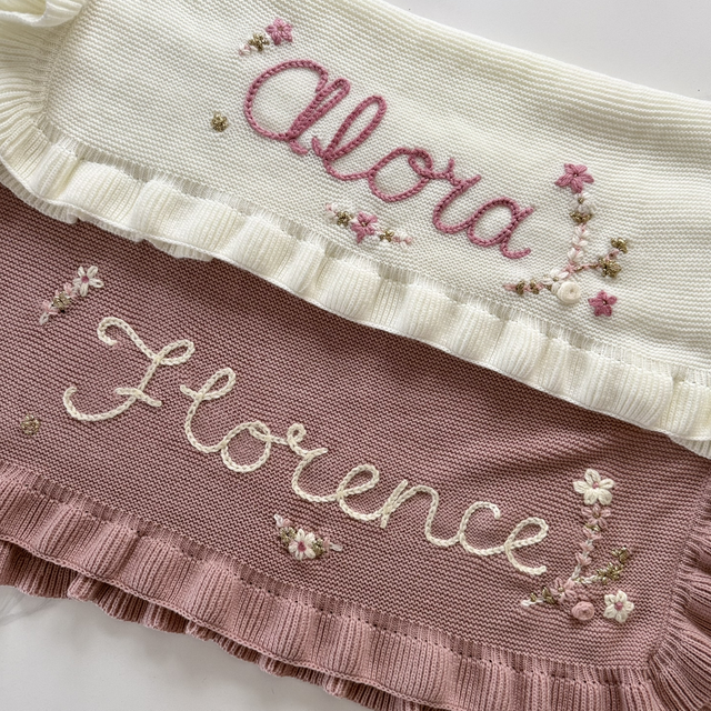 Name blanket with flowers 
