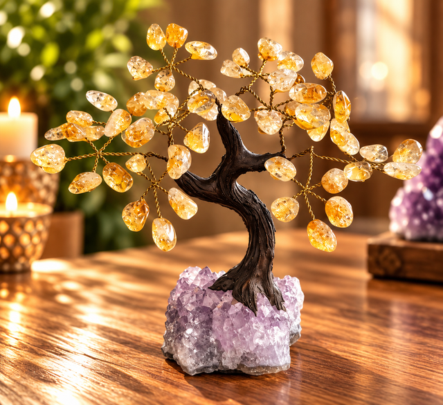 Bonsai di pietre su base drusa di ametista grande