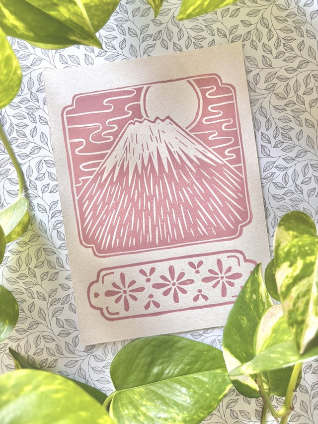 Dreaming of Fujisan ~ Linogravure A5
