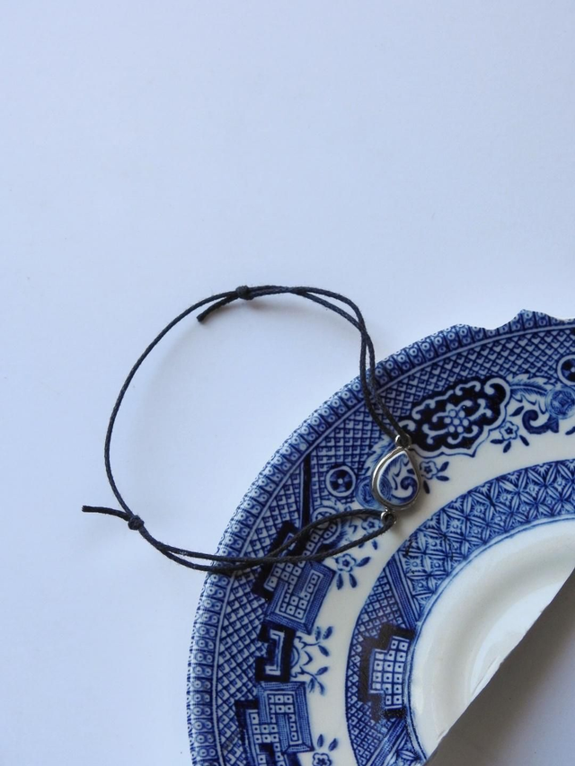 Bracelet cordon simple - porcelaine - Blue Willow no.2