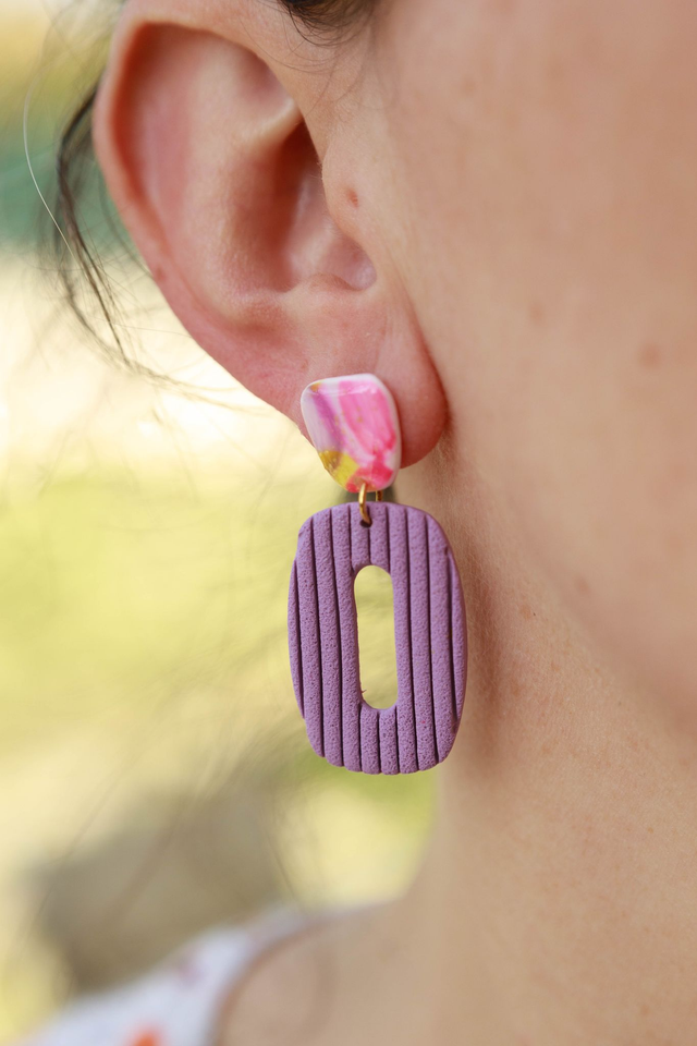 Boucles d&#039;oreilles bi-matières Collection Floraison Colorée