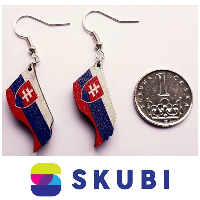 Dřevěné náušnice - Vlajka Slovenské republiky (2 cm)