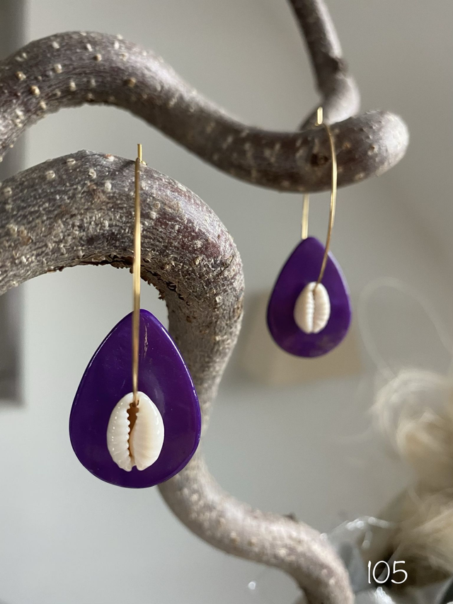 💜Boucles d’oreilles &quot;Purple Shell&quot; - Ref : 105