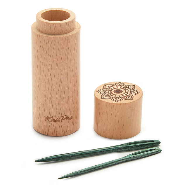Wool Needles, Wooden - In Beechwood Container - Set of 4