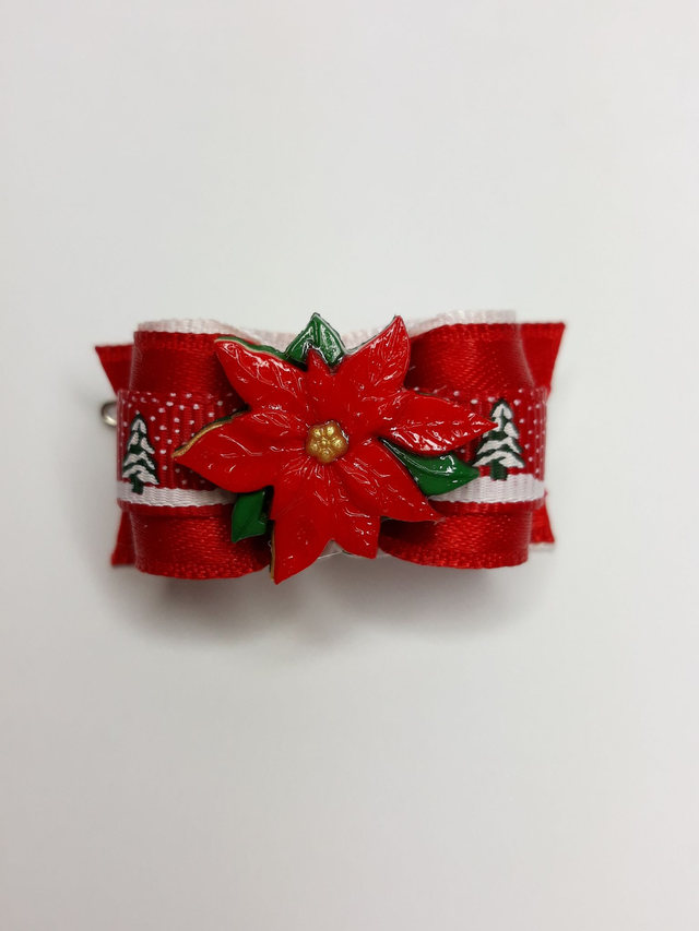 Noeud pour chien fantaisie-Noel-poinsettia