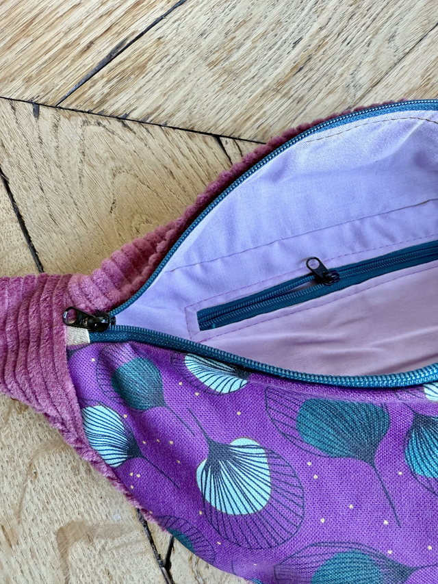 Sac Banane velours côtelé - PLUMES - prune