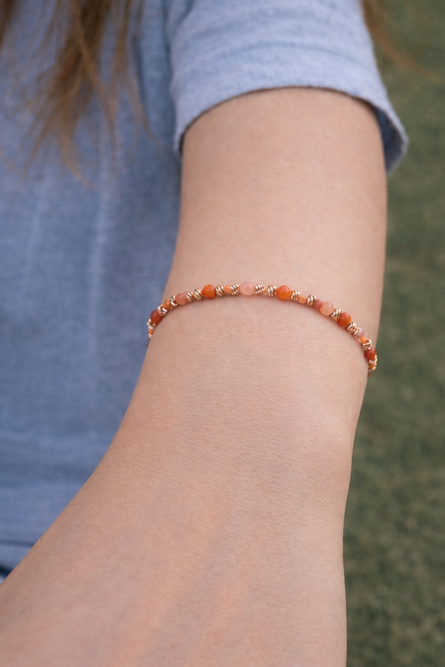 Bracelet "Énergie Solaire" - Cornaline &amp; Pierre du Soleil