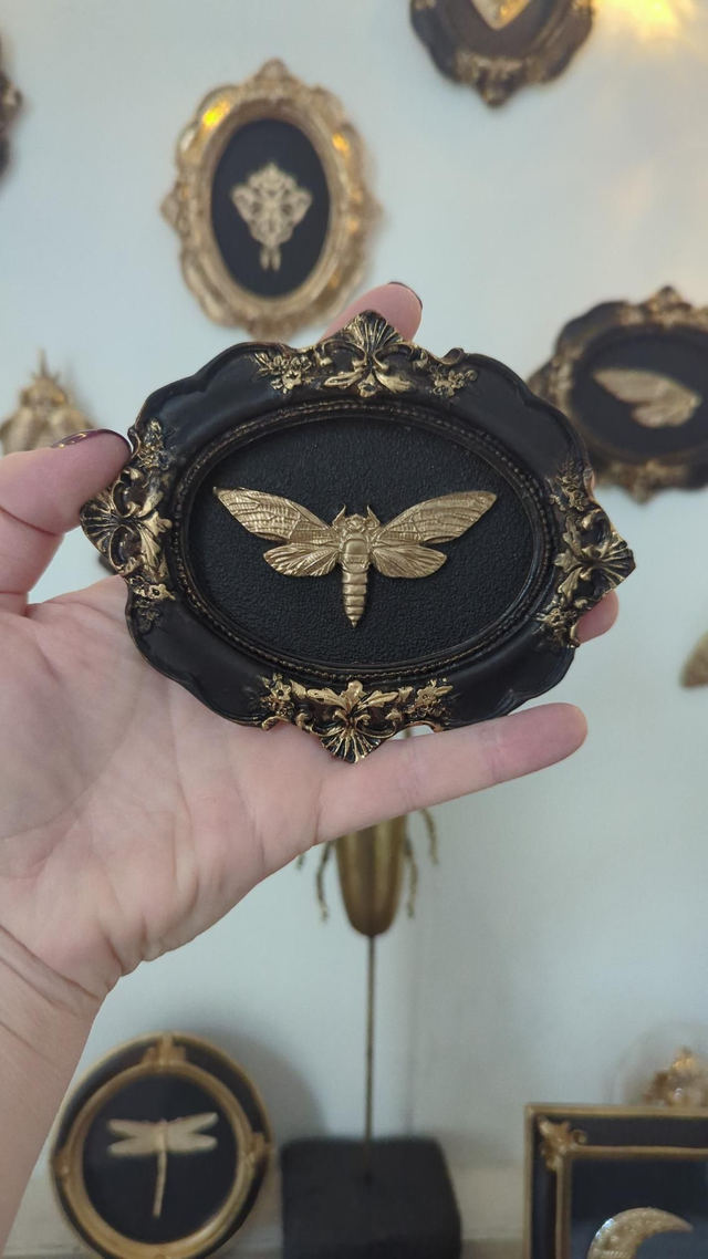 Cadre baroque noir vieilli papillon de nuit 