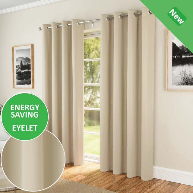 Enhanced Living Nightfall Supersoft Natural Thermal Room Darkening Readymade Eyelet Curtains