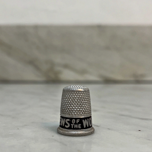Vintage News of the World Metal Advertising Thimble
