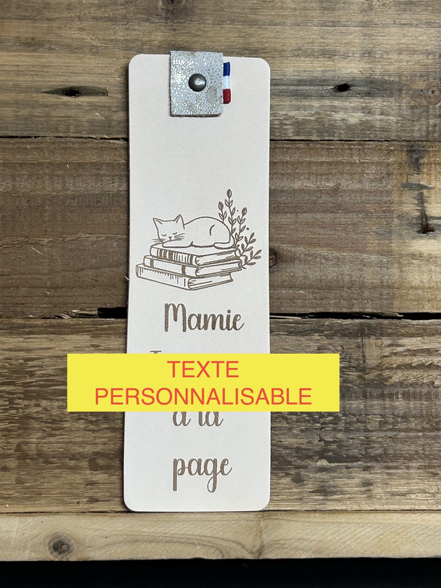 Marque page en cuir &quot;Votre texte personnalisé&quot;