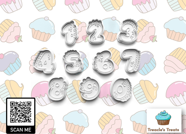 Dinosaur Numbers Fondant/cookie stamps with cutters