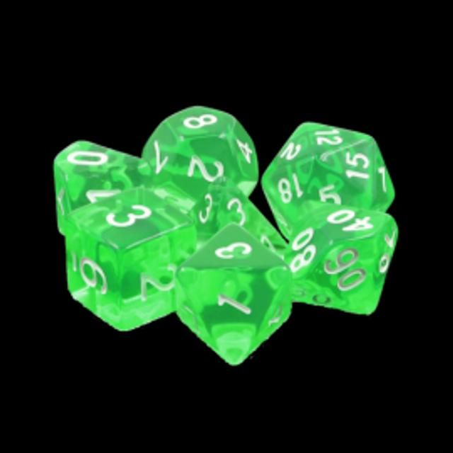 Lot 7 Dés en boîte – Gemmes Emeraude