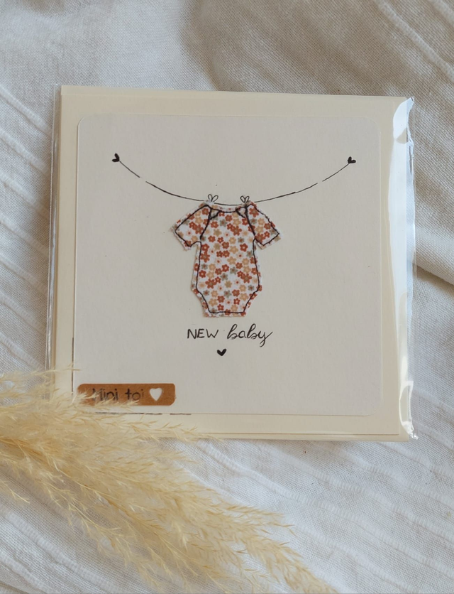 carte en tissu "New baby"