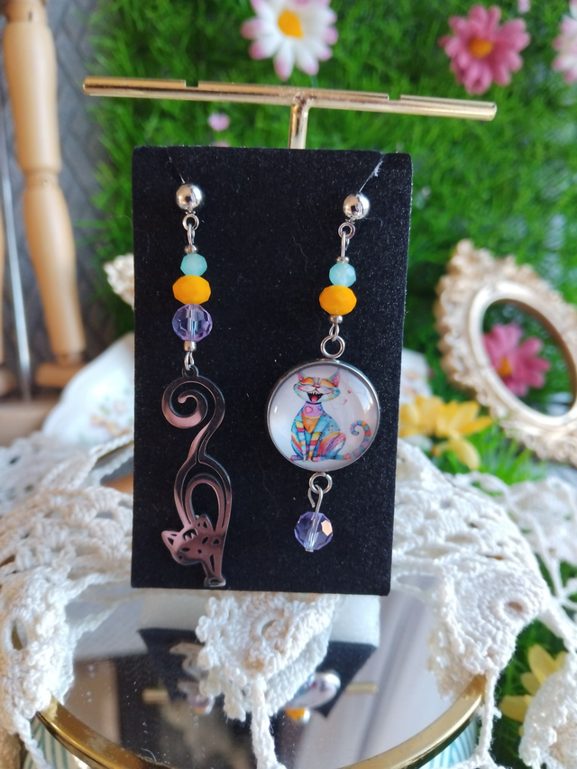 boucles d'oreilles chat 