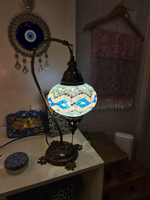 Large Mosaic Swanneck Table Lamp