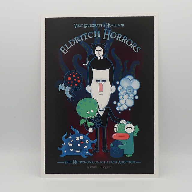 SIGNED A4 Art Print - Lovecraft's Home For Eldritch Horros - Lovecraft, Cthulhu, Bücher