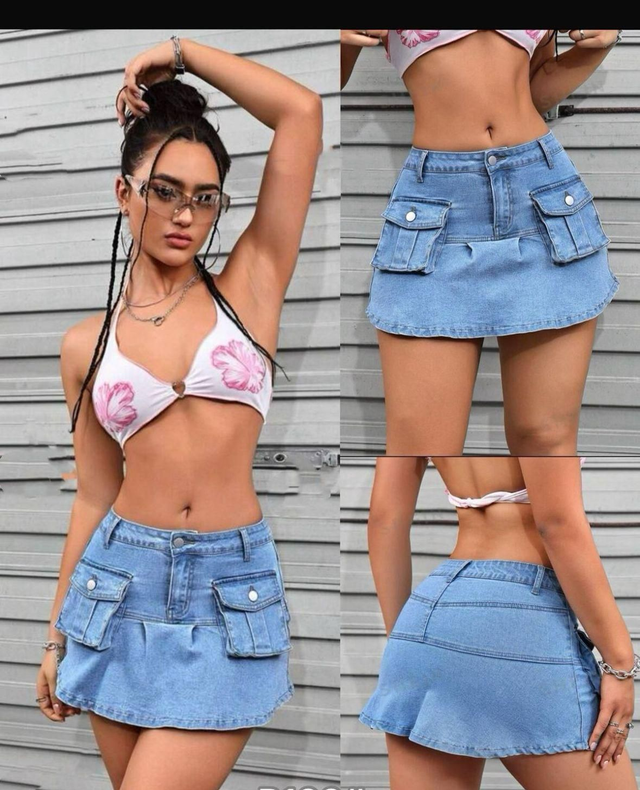 Jupe courte en tissus arme ou jeans