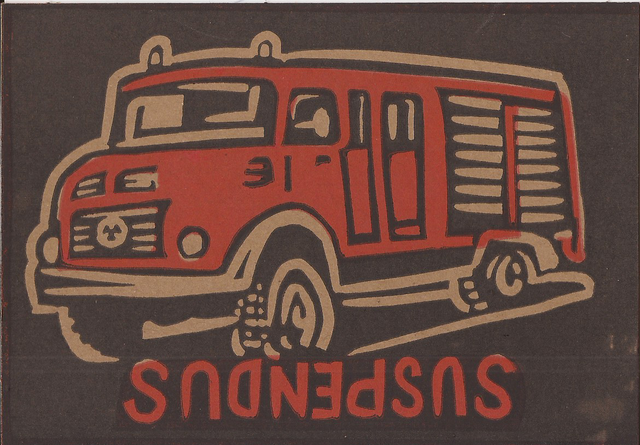 Lino-carte Camion de pompier