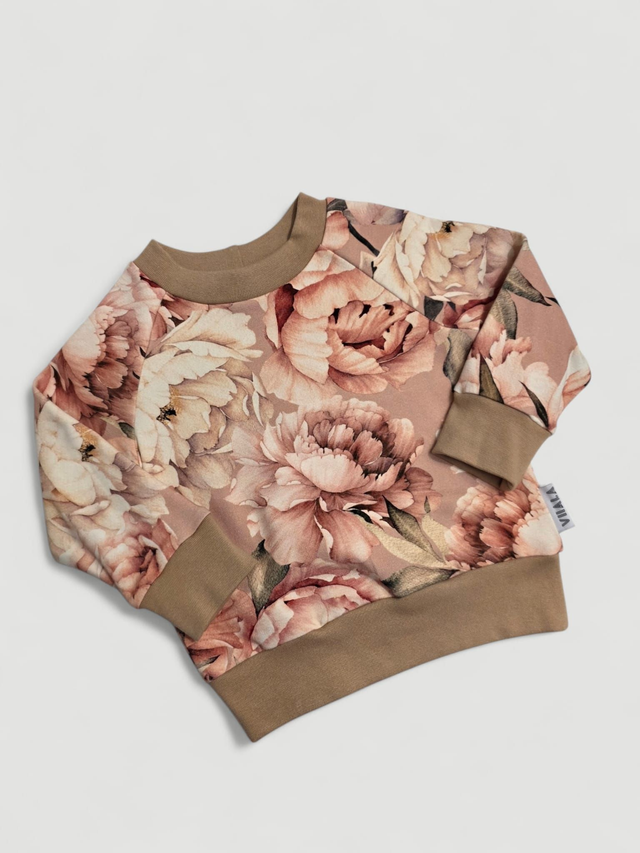 Collegepaita WATERCOLOR PEONIES, LATTE