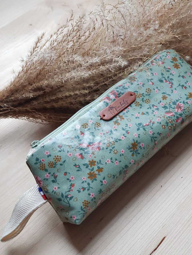 Trousse Polyvalente en Coton Enduit | Fleuri Vert Sauge