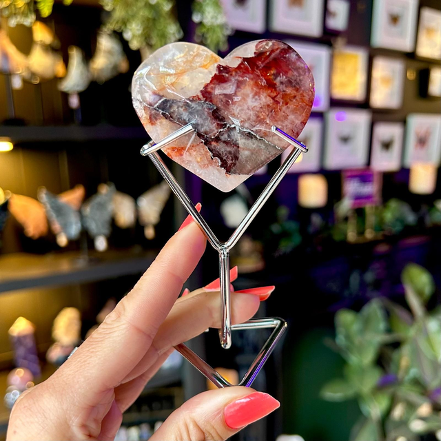 Fire Quartz Heart on Stand