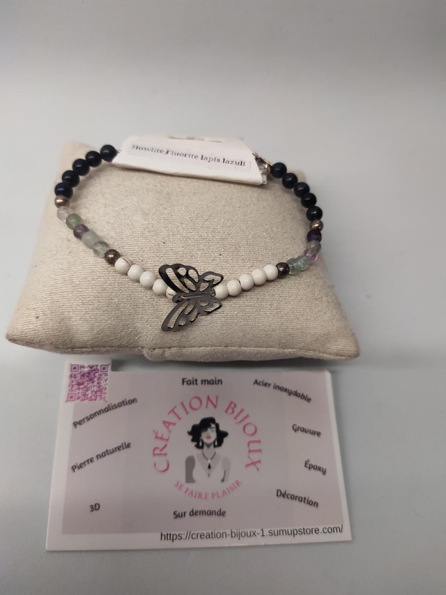 Bracelet howlite, fluorite, lapis lazuli 