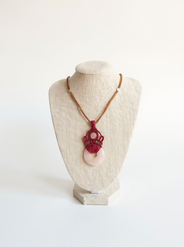 Collier donut quartz rose
