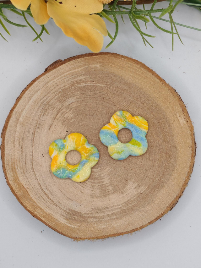 Fleurs Amaya jaune/bleu